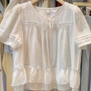 Áo Sơ Mi Diệu Ngắn Tay Dáng Baybydoll Chất Voan Tơ Phong Cách Hàn Quốc M02