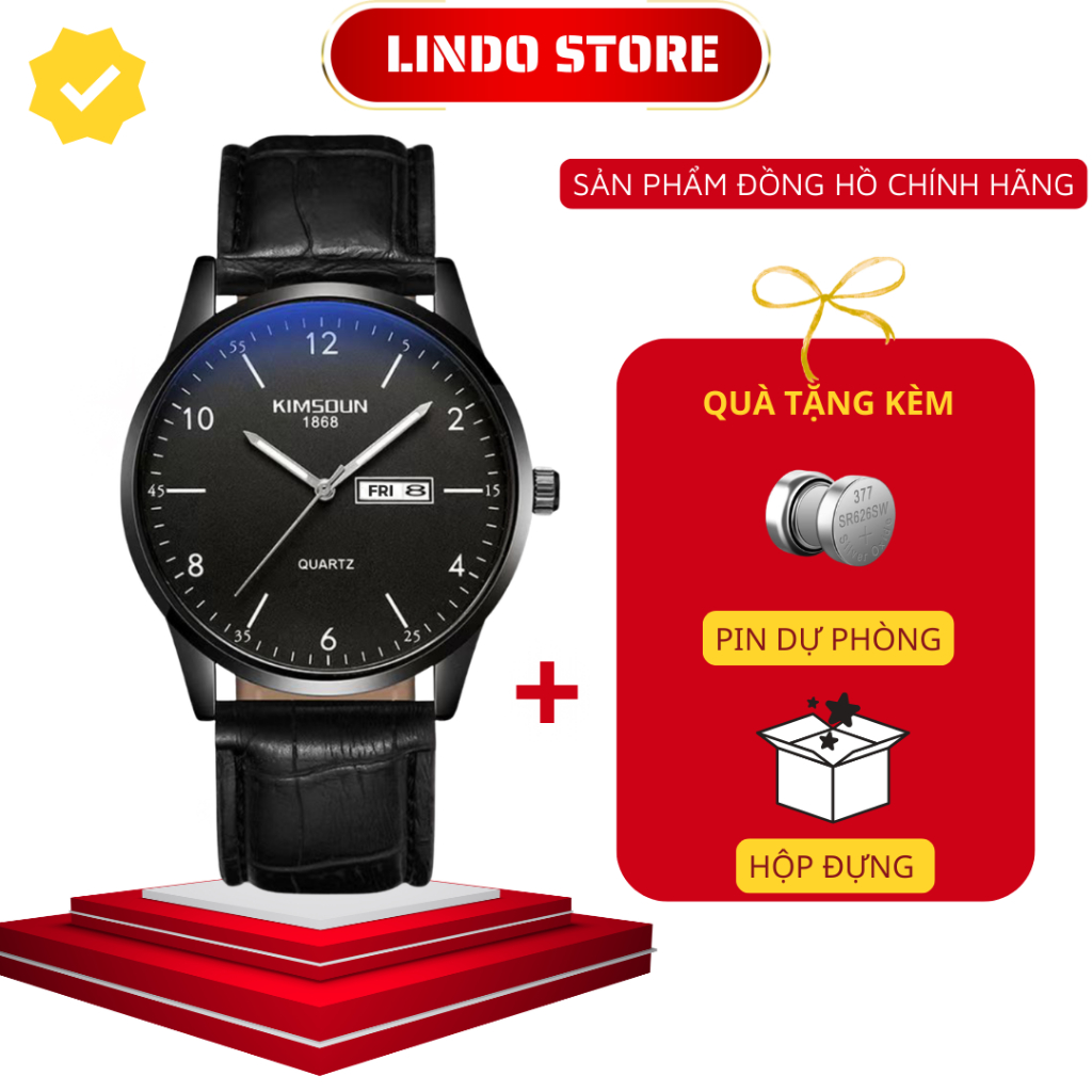 Đồng Hồ Nam Dây Thép Lưới Cao Cấp Kèm Lịch Ngày Hộp Chính Hãng KIMSDUN K-1871B