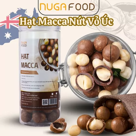 Hạt macca nứt vỏ NUGAFOOD, hạt mắc ca Úc nhập khẩu size 23-27mm đã rang sấy cho mẹ bầu ăn vặt