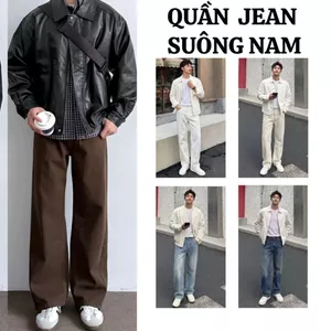 Quần Jean Suông Nam FABUMAN Màu Nâu cạp cao chất bò Jean Mềm dáng rộng phối basic