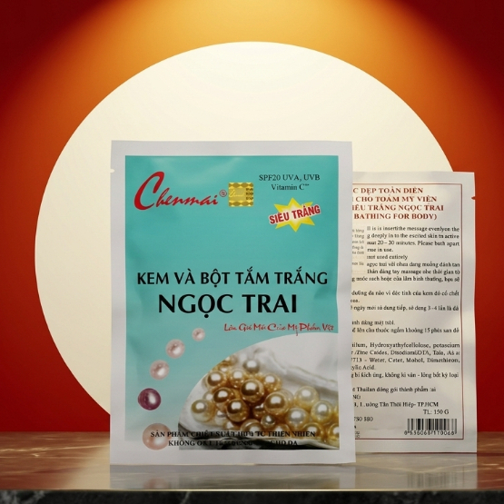 Kem Body Tắm Trắng Thu Nhỏ Lỗ Chân Lông, Mịn Màng, Ngọc trai Chenmai 150g (Xanh-Trắng)