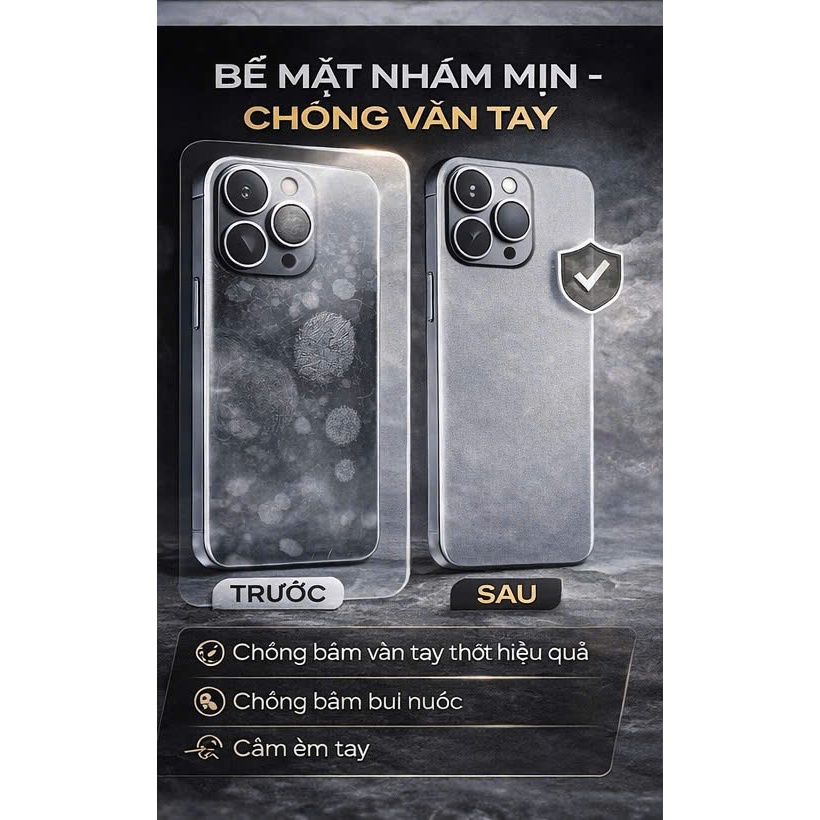 Miếng Dán Dẻo PPF iPhone Nhám Chống Vân Tay chống va đập KiNGBON 14ProMax/15ProMax/16ProMax/17ProMax