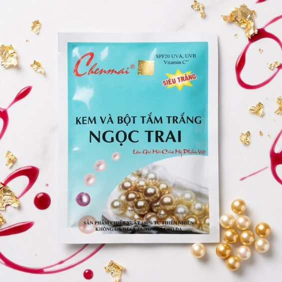 Kem Body Tắm Trắng Thu Nhỏ Lỗ Chân Lông, Mịn Màng, Ngọc trai Chenmai 150g (Xanh-Trắng)