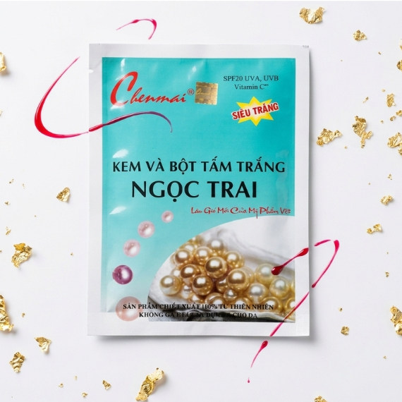 Kem Body Tắm Trắng Thu Nhỏ Lỗ Chân Lông, Mịn Màng, Ngọc trai Chenmai 150g (Xanh-Trắng)