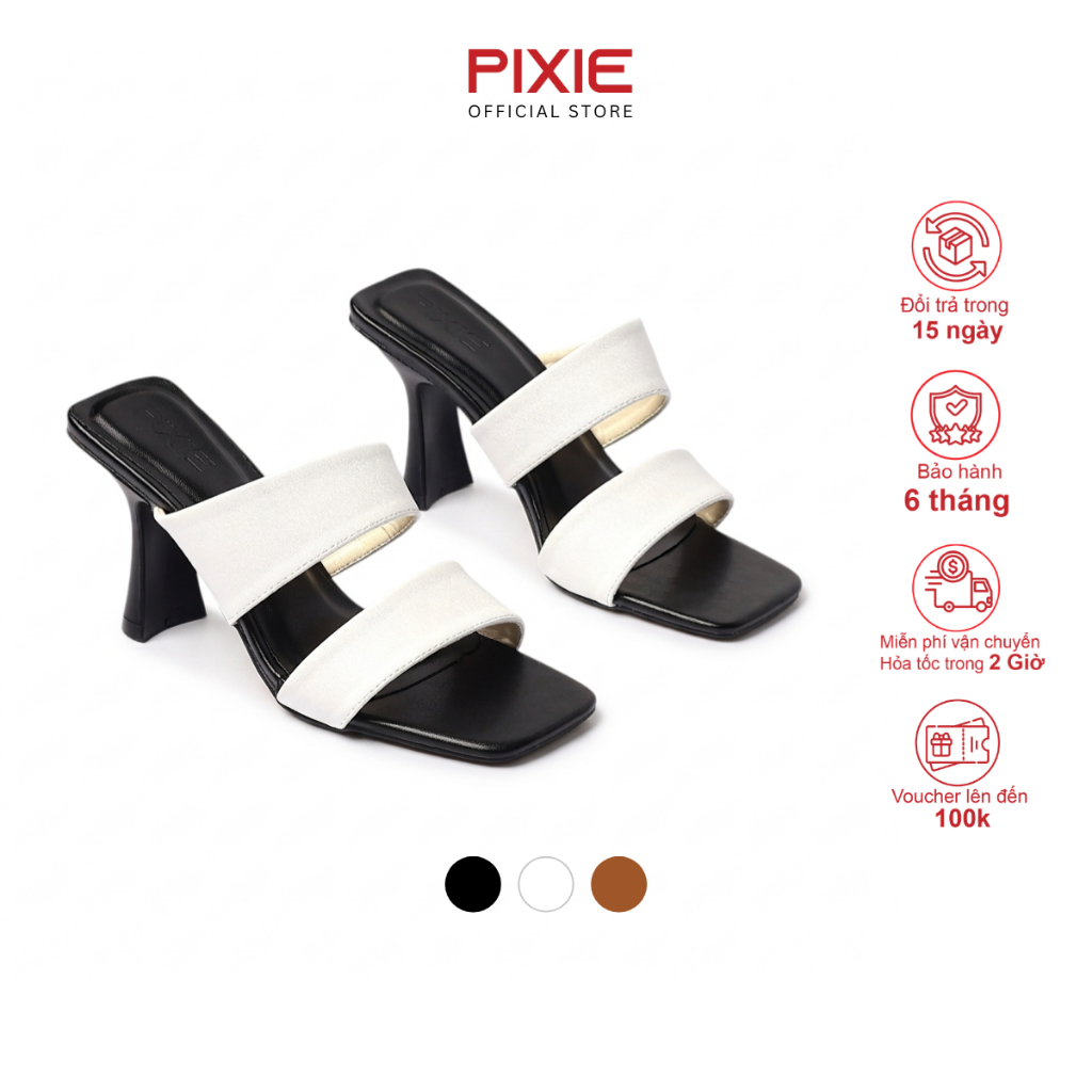 Guốc Cao Gót Nữ 7cm 2 Quai Ngang Thời Trang Pixie H443