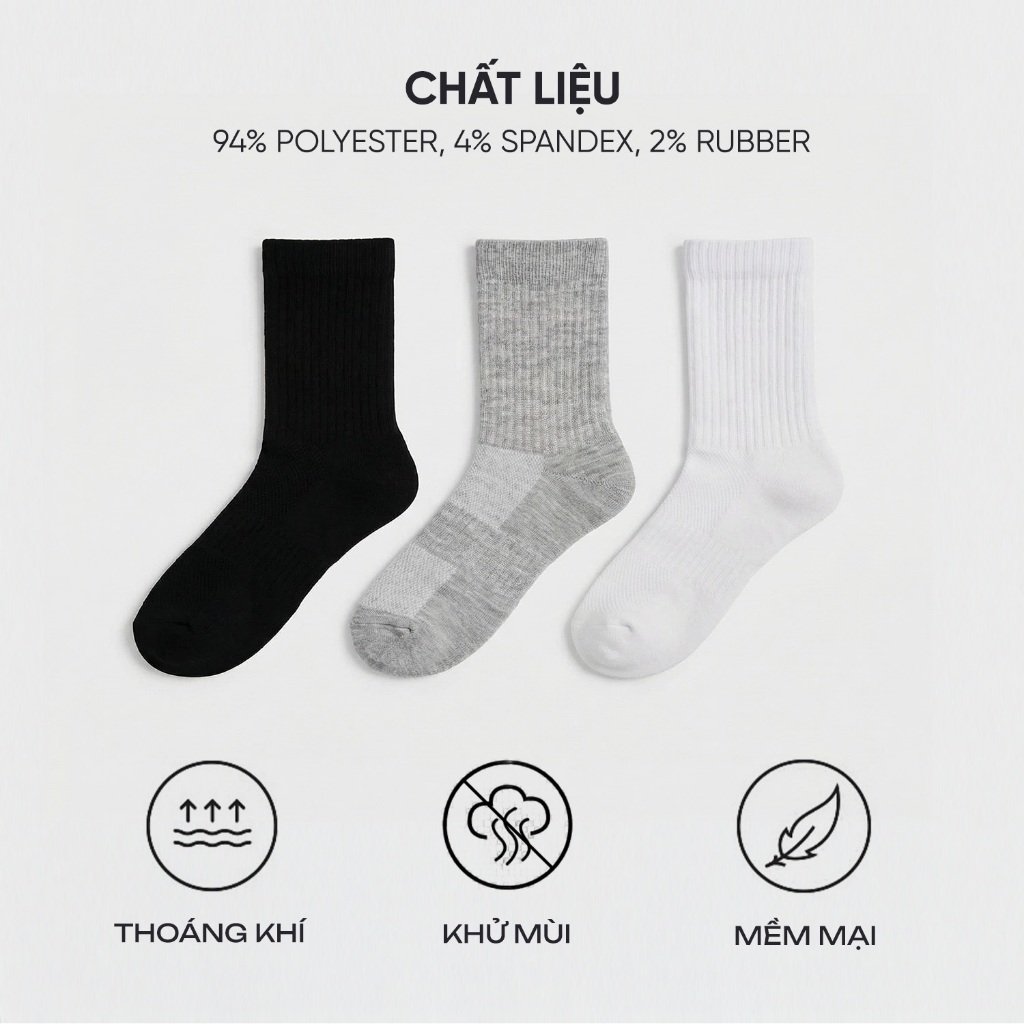Tất vớ nam Active cổ trung Insidemen lưới thoáng khí, co giãn đa chiều ISC011M0H0