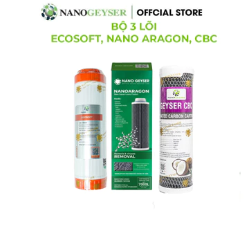 Bộ 3 lõi lọc NanoGeyser Việt Nam thay thế máy Geyser Ecotar 5, Eco Max Nano Geyser