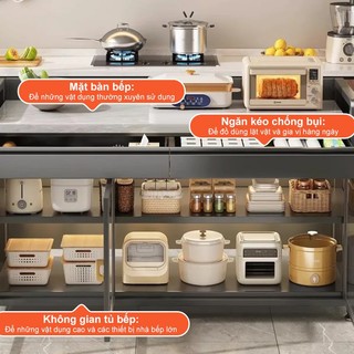 Kệ tủ đa năng có ngăn kéo Tủ bếp thép cacbon Cao cấp cửa hai cánh Tủ bát đĩa nhà bếp Chịu tải tối đa 500kg