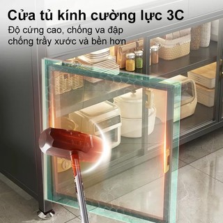 Kệ tủ đa năng có ngăn kéo Tủ bếp thép cacbon Cao cấp cửa hai cánh Tủ bát đĩa nhà bếp Chịu tải tối đa 500kg