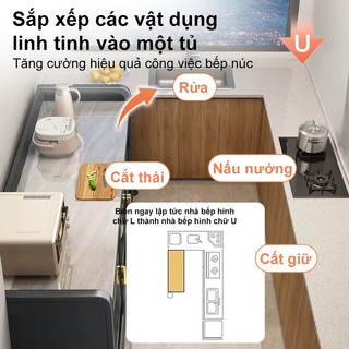 Kệ tủ đa năng có ngăn kéo Tủ bếp thép cacbon Cao cấp cửa hai cánh Tủ bát đĩa nhà bếp Chịu tải tối đa 500kg