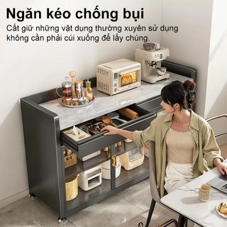 Kệ tủ đa năng có ngăn kéo Tủ bếp thép cacbon Cao cấp cửa hai cánh Tủ bát đĩa nhà bếp Chịu tải tối đa 500kg