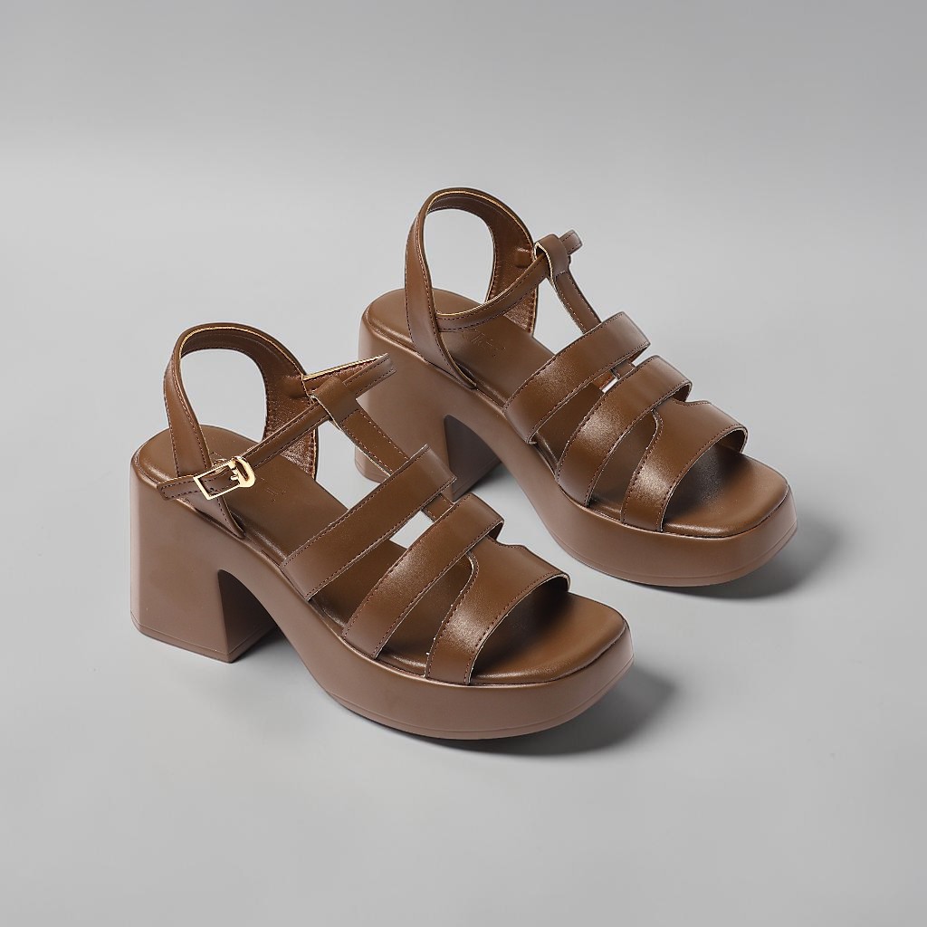 Giày Sandal Cao Gót Nữ 8cm Quai Xương Cá Siêu Nhẹ Pixie H428