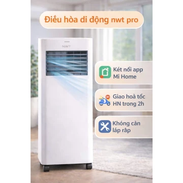Điều Hòa Di Động NWT Pro, Máy Lạnh Di Động Thiết Kế Nhỏ Gọn, Dễ Di Chuyển, Kết Nối App Điện Thoại, Có Remote