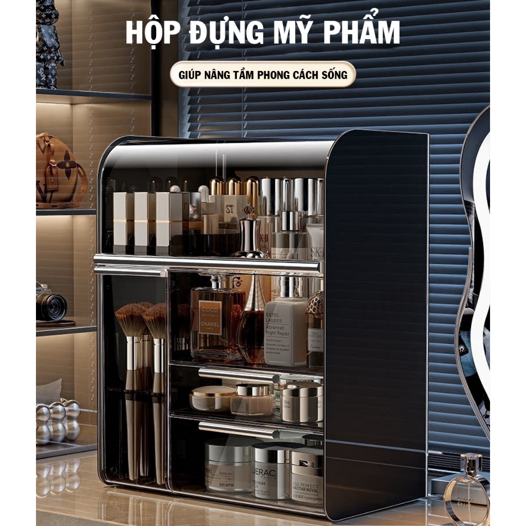 Kệ Đựng Mỹ Phẩm YTC Mẫu Mới Đa Năng Để Đồ, Chông Bụi Bẩn Sang Trọng Tiện Lợi