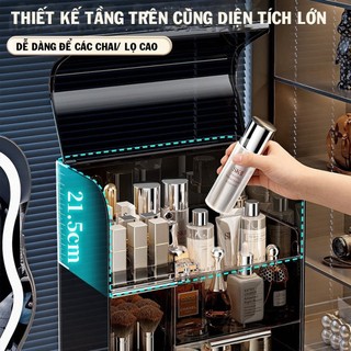 YTC - Kệ đựng mỹ phẩm  3 Tầng -Khay để nước hoa, cọ trang đểm để bàn chống bụi có thể tách đôi
