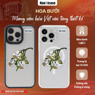 Ốp Lưng Điện Thoại Han icase Cho iPhone 12 13 14 15 16 17 Chống Sốc 2.5m, Ố Vàng Lâu Dài Hoa Bưởi