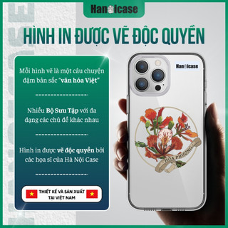Ốp Lưng Điện Thoại Han icase Cho iPhone 12 13 14 15 16 17 Chống Sốc, Ố Vàng Hình In Hoa Phượng