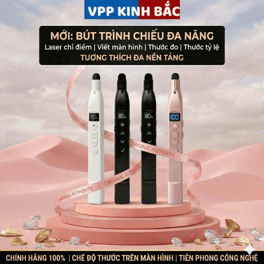 [Mẫu Mới 2026] Bút Trình Chiếu Đa Năng  - Laser Chỉ Điểm, Viết Màn Hình & Thước Đo Điện Tử