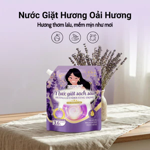 Nước giặt KISSFUN hương Lavender | Túi 3.6L | Sạch sâu - Khử mùi mạnh - Lưu hương 72h