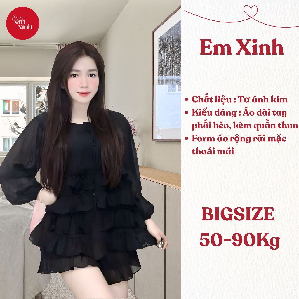 Set Áo Babydoll Dài Tay Phối Bèo Ánh Kim Kèm Quần Đùi Thun Form Rộng Thoải Mái Có Bigsize  Bs053