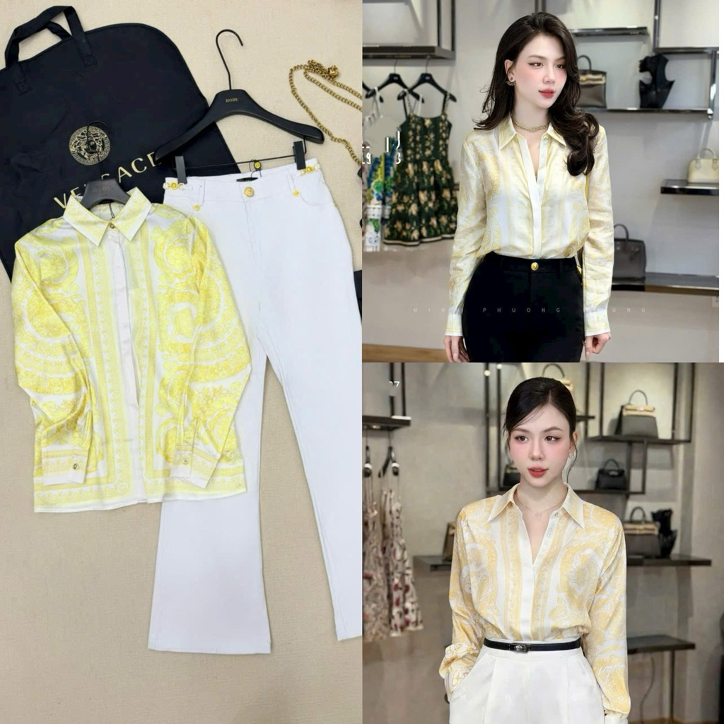 Áo sơ mi nữ hoạ tiết Versace nhiều màu sang chảnh