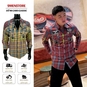 Áo Sơ Mi Nam Tay Dài Họa Tiết Caro Boy Phố Vải Cotton Wash Màu Cao Cấp Menswear 8080