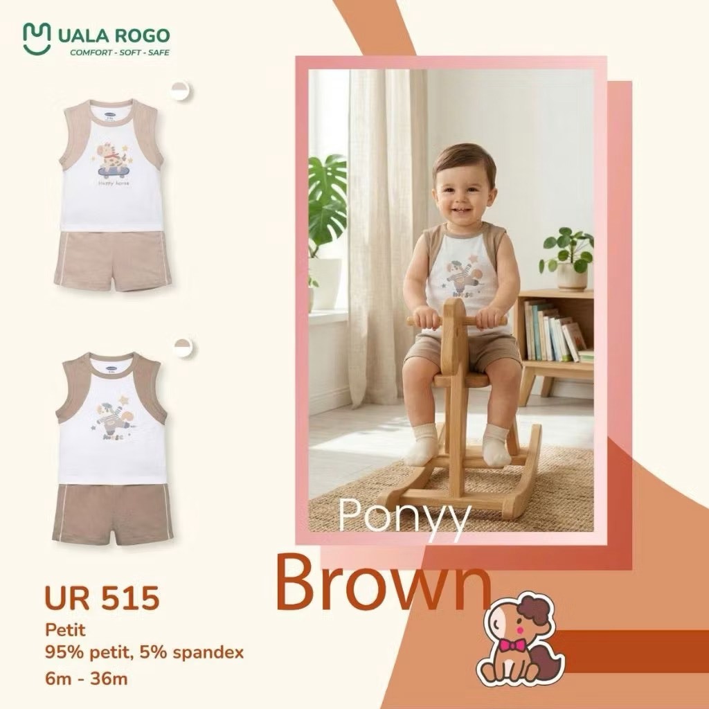 (6,5-16kg, 6-36M) Bộ Ba Lỗ, Sát Nách Thoáng Mát Uala Rogo Cho Bé UR2183 UR2222 UR077 UR515 UR079 UR522 UR516 UR519