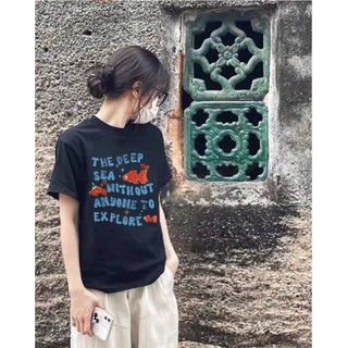 Áo Baby Tee In Hình Cá Vàng DEEP THE SEA  Xinh Xắn, Chất Liệu Cotton Mềm Mại Thấm Hút Mồ Hôi