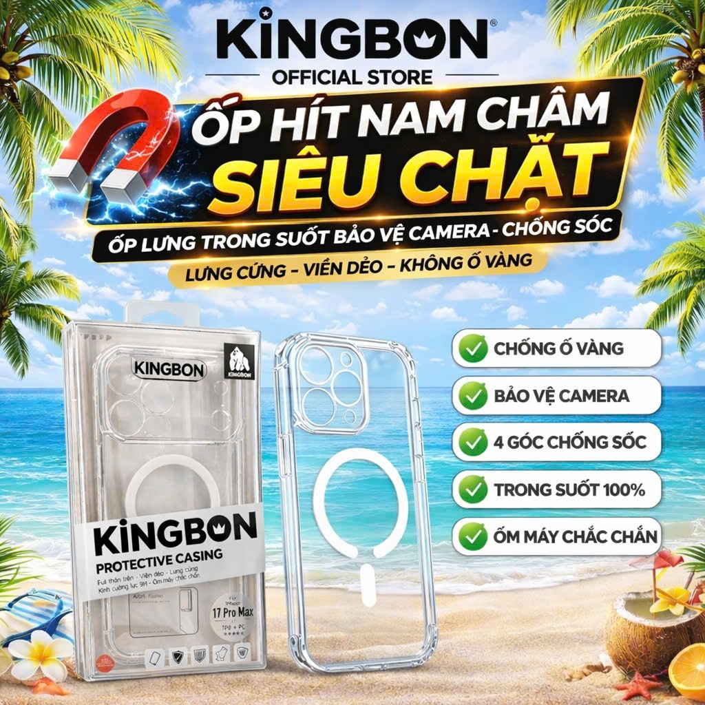 Ốp iPhone KiNGBON Chống Ố Có Bảo Vệ Camera Lưng Cứng Viền Dẻo Hỗ Trợ Sạc Không Dây iP 12-17 ProMax