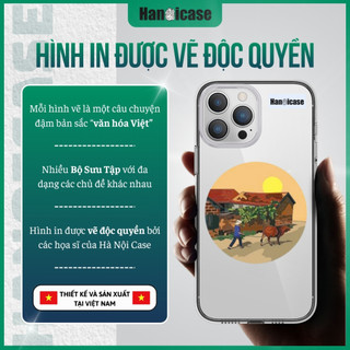 Ốp Lưng Điện Thoại Han icase Cho iPhone 12 13 14 15 16 17 Chống Sốc, Ố Vàng In Thủ Công Đường Làng