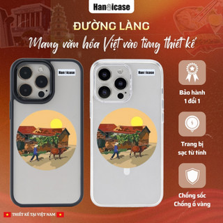 Ốp Lưng Điện Thoại Han icase Cho iPhone 12 13 14 15 16 17 Chống Sốc, Ố Vàng In Thủ Công Đường Làng