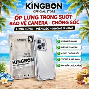 Ốp Lưng iPhone Lưng Cứng Viền Dẻo Trong Suốt Không Ố Màu Dành Cho 12 -> 17Pro Max Chính Hãng KiNGBON