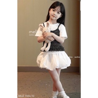 [B&G] Sét MLS 3 chi tiết tách rời áo yếm kết hợp chân váy trắng dễ thuơng cho bé gái từ 10-45kg