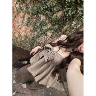 •𝙆𝙞𝙣𝙜𝙨𝙝𝙤𝙥𝙗𝙚𝙖𝙪𝙩𝙮•Áo Dây Nơ Chấm Bi Nâu QC