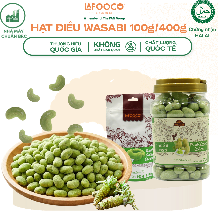 Hạt điều Wasabi mù tạt cay nồng LAFOOCO các size 100g