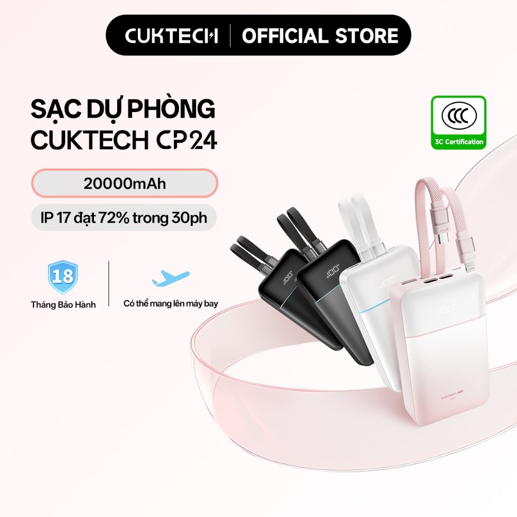 【Được chứng nhận CCC】CUKTECH Pin Dự Phòng 20000mAh Sạc Nhanh 40W – Tích ...
