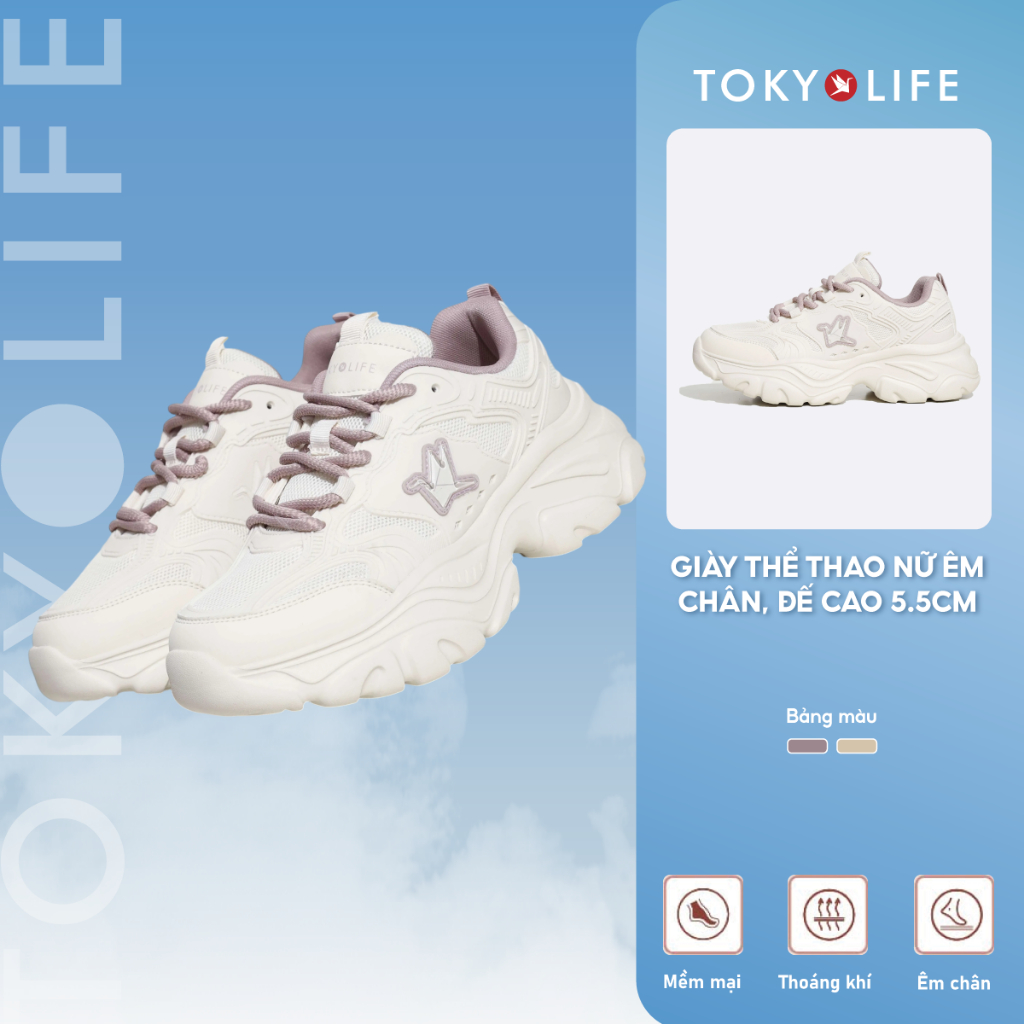 Giày thể thao nữ Tokyolife đế cao êm chân thoáng khí năng động dễ phối đồ 40005317