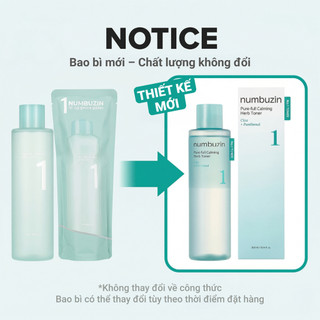 Nước hoa hồng dịu da Numbuzin No.1 Pure-Full Calming Herb Toner, chiết xuất rau má 300ml