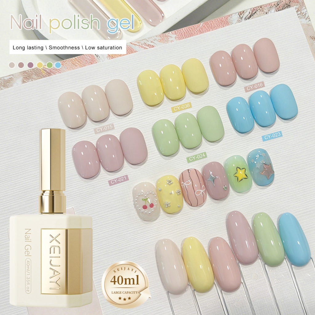 XEIJAYI 40ml - Bộ sơn gel móng tay màu Macaron, thích hợp cho các tiệm nail và tự làm tại nhà.