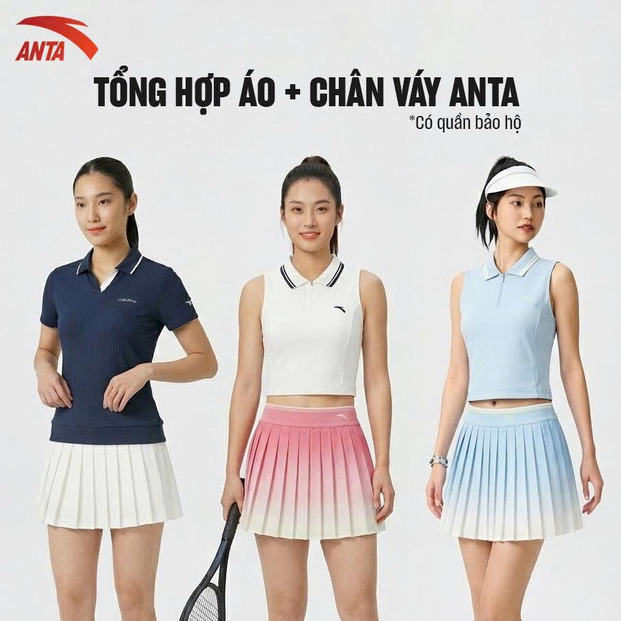 ANTA Nữ Set lẻ Tổng hợp nhiều mẫu Áo polo và chân váy lẻ ANTA thời trang thể thao tennis/ cầu lông / pickleball