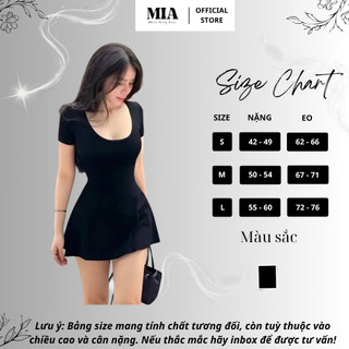 Váy body đen cổ vuông tay ngắn thiết kế ôm dáng tôn eo phong cách basic thời trang nữ MIA V373