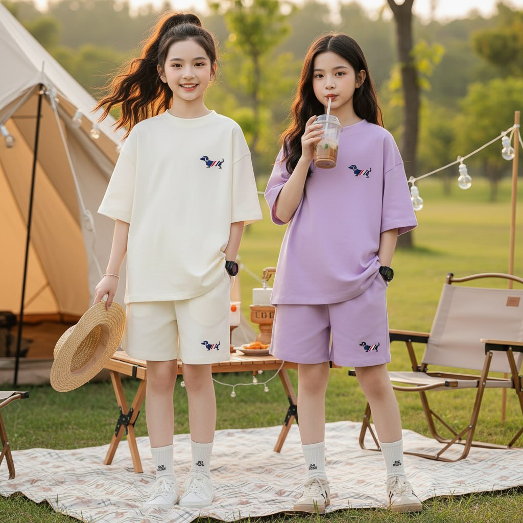 Set cotton in cún cho bé gái size đại BEESHOP H26049