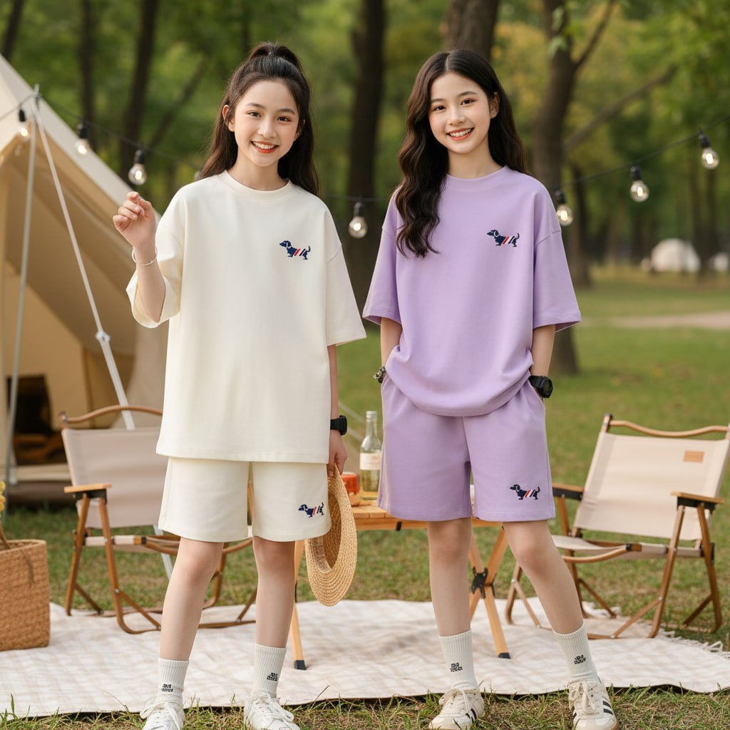 Set cotton in cún cho bé gái size đại BEESHOP H26049