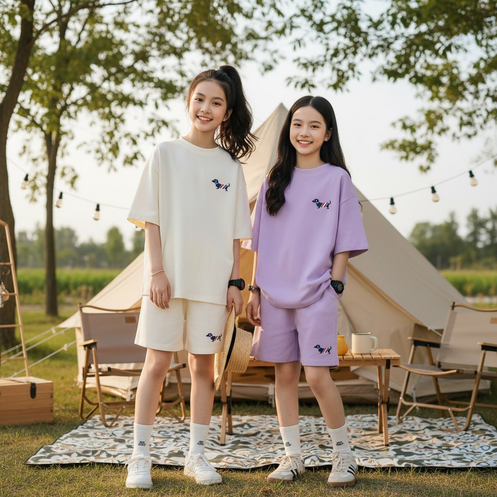 Set cotton in cún cho bé gái size đại BEESHOP H26049