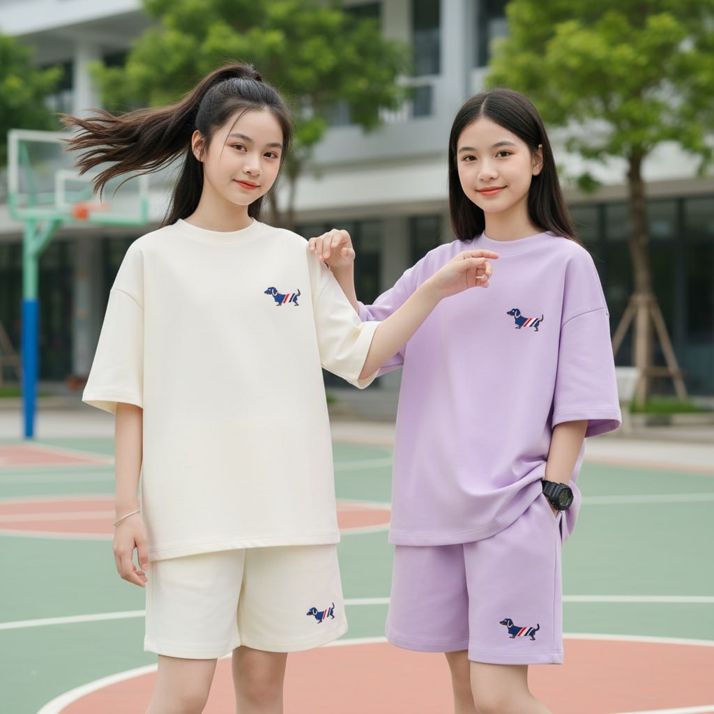 Set cotton in cún cho bé gái size đại BEESHOP H26049