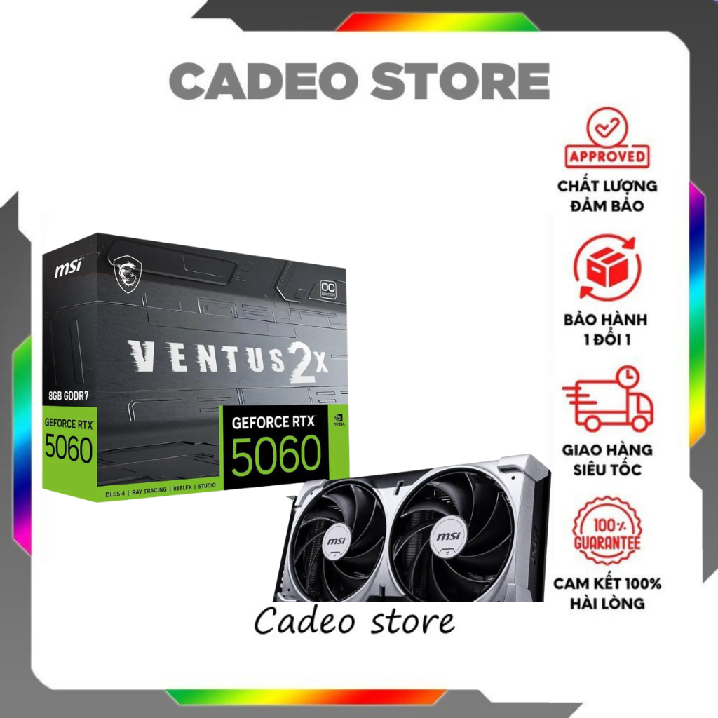 Card Màn Hình MSI GeForce RTX 5060 8G DDR7 VENTUS 2X OC Hiệu Năng Cao Cho Game Thủ | BigBuy360 - bigbuy360.vn