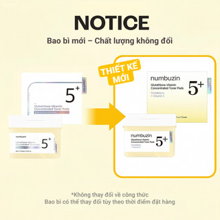 Nước hoa hồng dạng miếng NUMBUZIN No.5+ Vitamin-Nia Concentrated TonerPad, tẩy da chết, sáng da 70Pads/180ml
