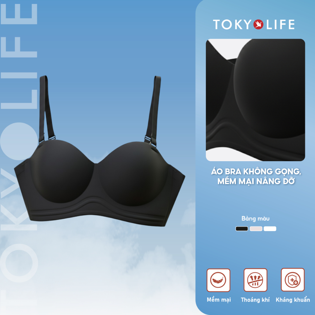 Áo lót ngực nữ TOKYOLIFE không gọng không viền đệm mỏng nâng ngực chống tụt 40004240