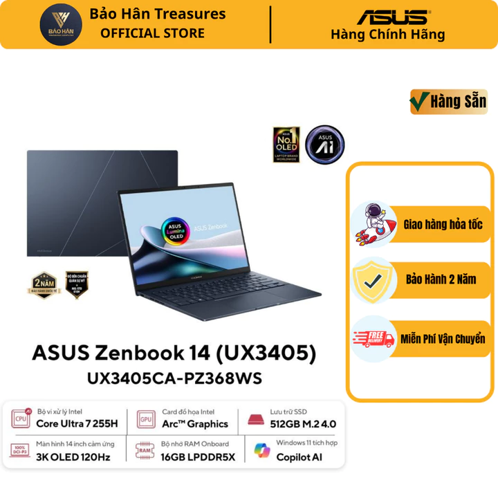 Laptop ASUS ZenBook 14 UX3405CA-PZ368WS (Ultra 7 255H | 16GB | 512GB | Intel Arc | 14' 3K Touch OLED 120Hz)