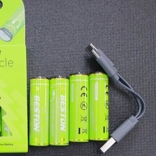[XANH LÁ] Combo 4 pin sạc AA 2200mWh BESTON P2-02C-AA loại Li-ion 1.5V có cổng sạc typec trực tiếp